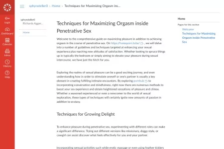 Screenshot of Techniques for Maximizing Orgasm inside Penetrative Sex: Home: sphynxteller0