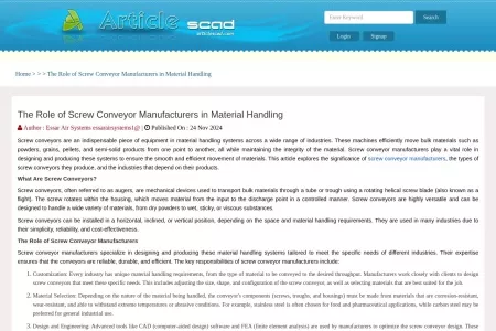 Screenshot of The Role of Screw Conveyor Manufacturers in Material Handling