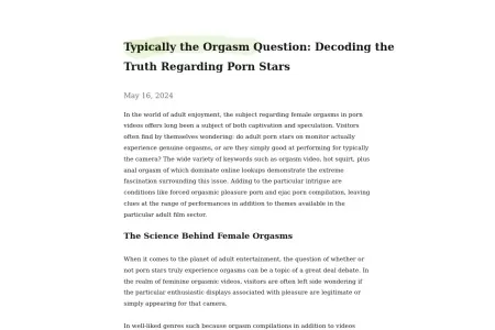 Screenshot of Typically the Orgasm Question: Decoding the Truth Regarding Porn Stars — rotateart5