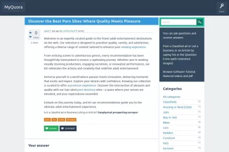 Screenshot of Discover the Best Porn Sites: Where Quality Meets Pleasure - MyQuora