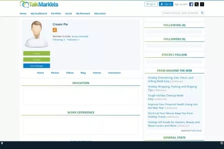 Screenshot of Cream Pie - Profile